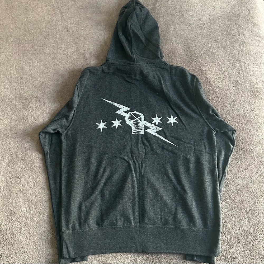 WWE CM Punk Zip-up Heathered French Terry Hoodie - Gray